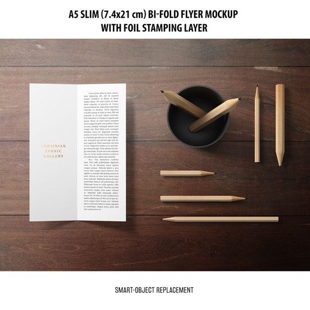 A5 Slim Bi-Fold Flyer Mockup Psd