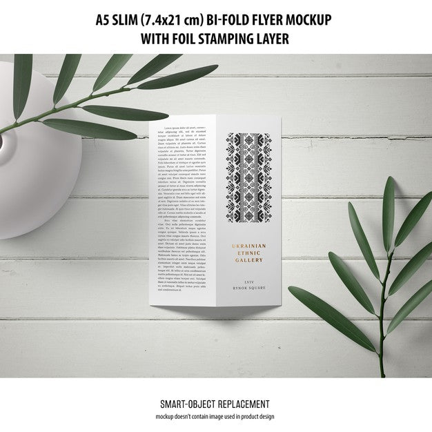 A5 Slim Bi-Fold Flyer Mockup Psd