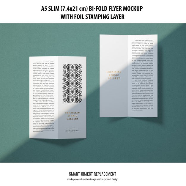 A5 Slim Bi-Fold Flyer Mockup Psd