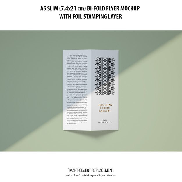 A5 Slim Bi-Fold Flyer Mockup Psd