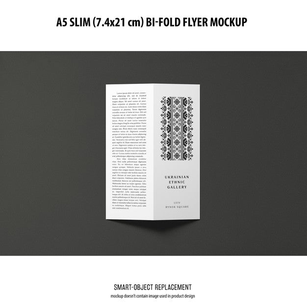 A5 Slim Bi-Fold Flyer Mockup Psd