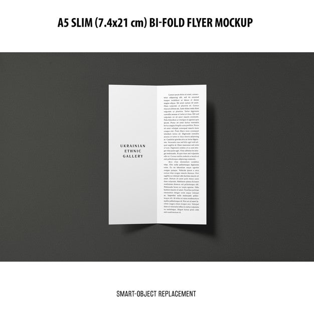 A5 Slim Bi-Fold Flyer Mockup Psd