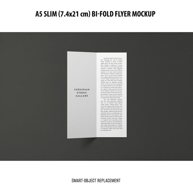 A5 Slim Bi-Fold Flyer Mockup Psd