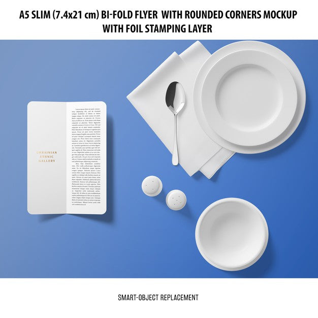 A5 Slim Bi-Fold Flyer Mockup Psd