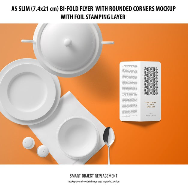 A5 Slim Bi-Fold Flyer Mockup Psd