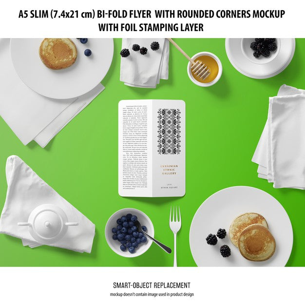 A5 Slim Bi-Fold Flyer Mockup Psd