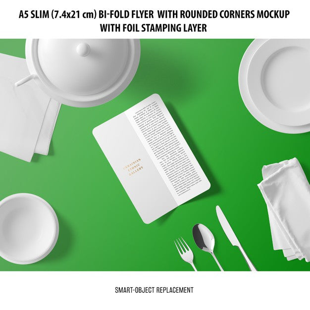 A5 Slim Bi-Fold Flyer Mockup Psd