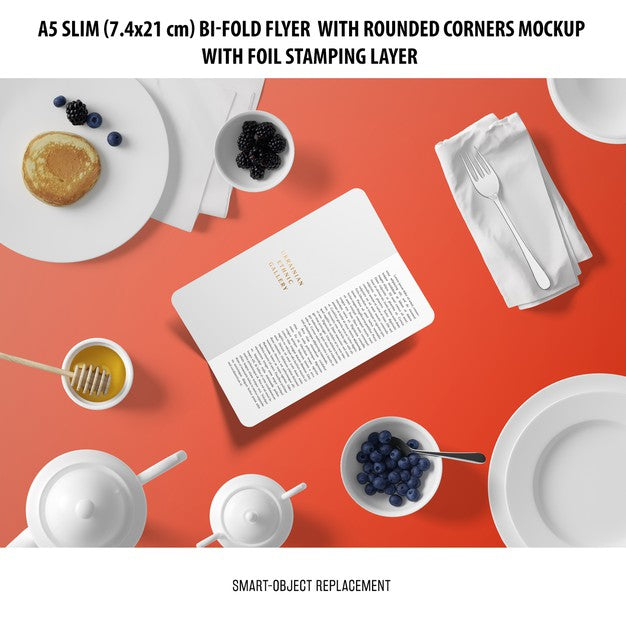 A5 Slim Bi-Fold Flyer Mockup Psd