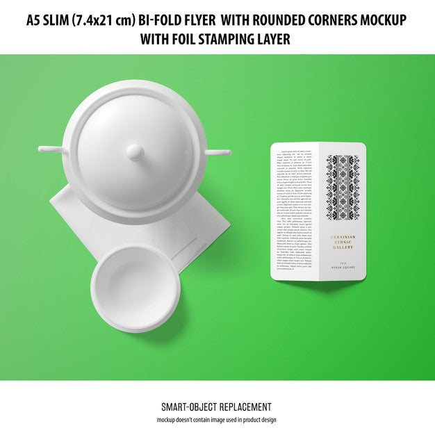 A5 Slim Bi-Fold Flyer Mockup Psd