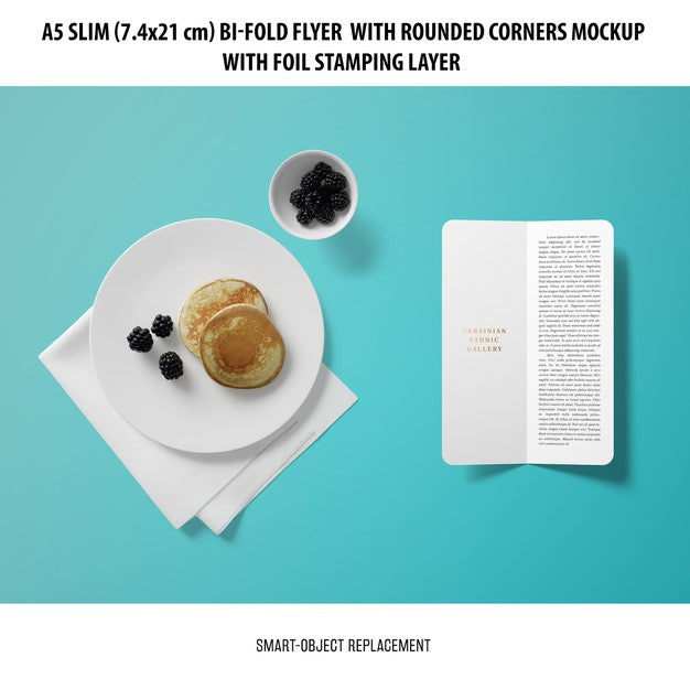 A5 Slim Bi-Fold Flyer Mockup Psd
