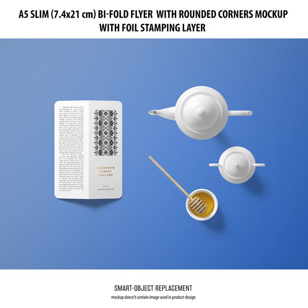 A5 Slim Bi-Fold Flyer Mockup Psd