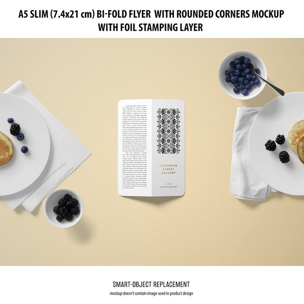A5 Slim Bi-Fold Flyer Mockup Psd