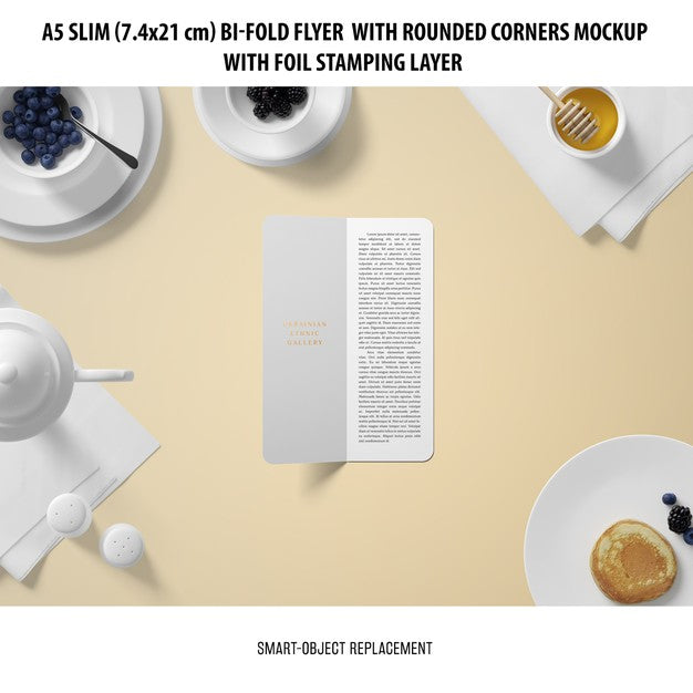 A5 Slim Bi-Fold Flyer Mockup Psd