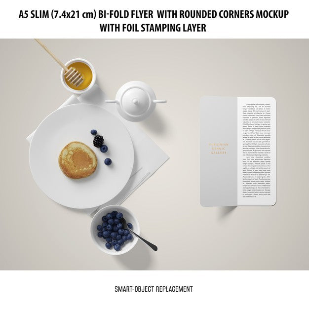 A5 Slim Bi-Fold Flyer Mockup Psd