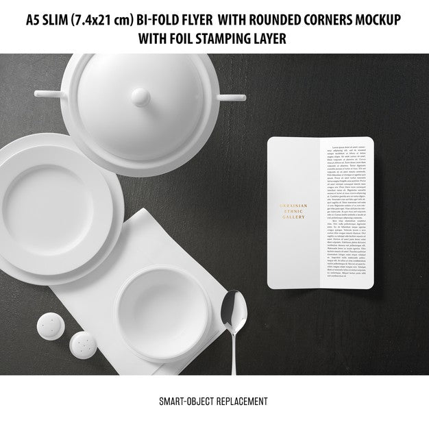 A5 Slim Bi-Fold Flyer Mockup Psd