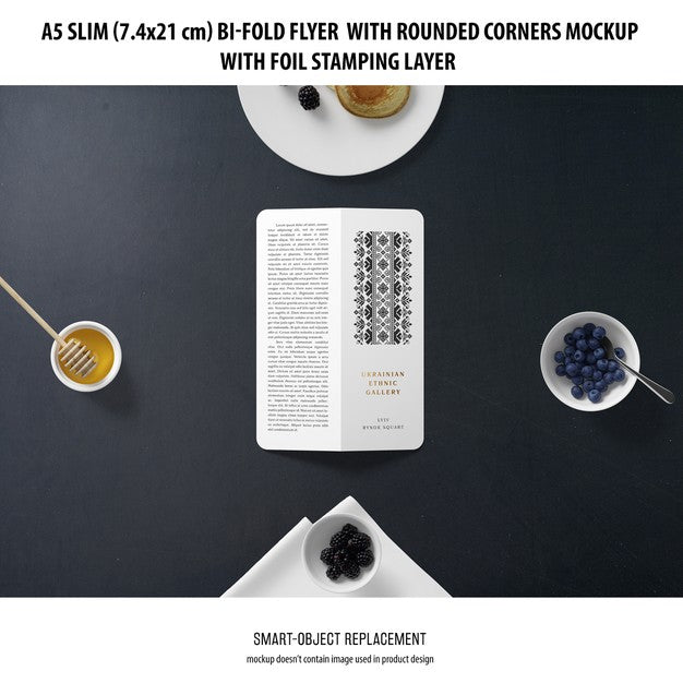 A5 Slim Bi-Fold Flyer Mockup Psd