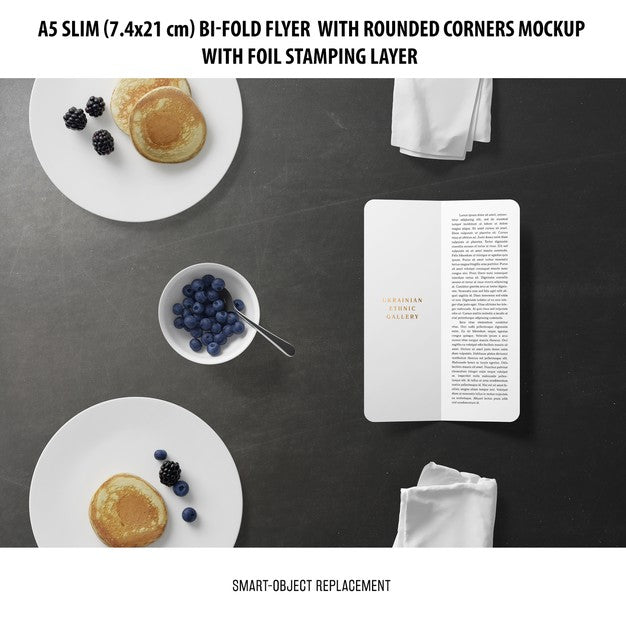 A5 Slim Bi-Fold Flyer Mockup Psd