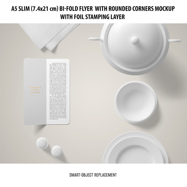 A5 Slim Bi-Fold Flyer Mockup Psd