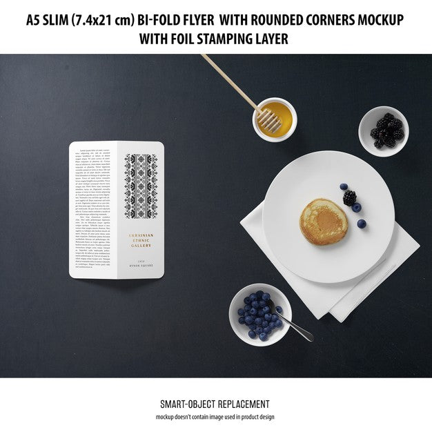 A5 Slim Bi-Fold Flyer Mockup Psd