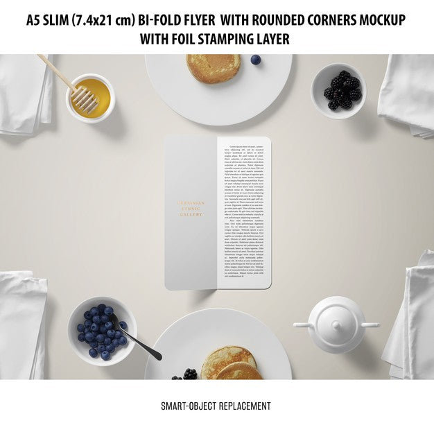 A5 Slim Bi-Fold Flyer Mockup Psd