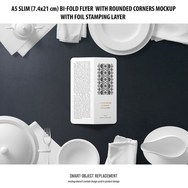 A5 Slim Bi-Fold Flyer Mockup Psd