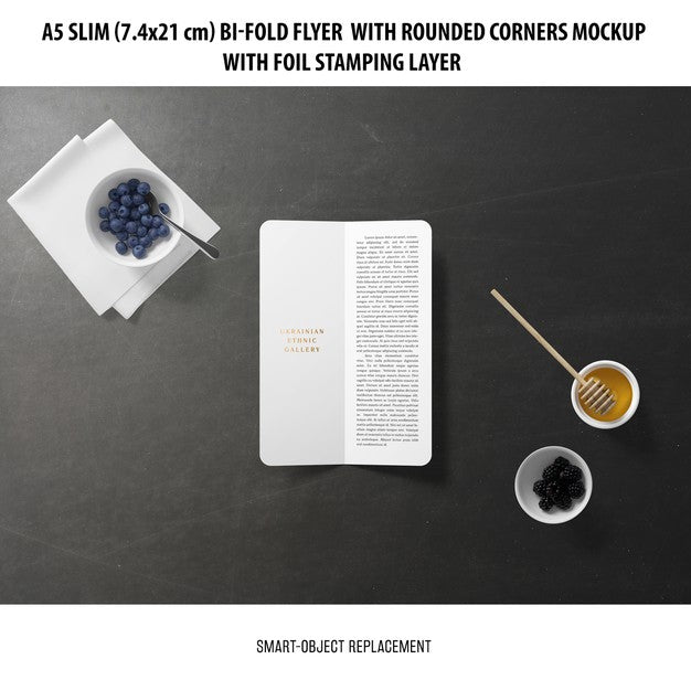 A5 Slim Bi-Fold Flyer Mockup Psd