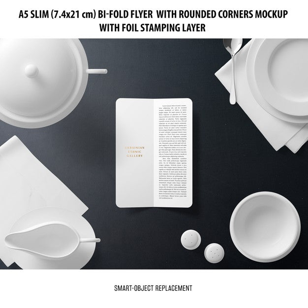 A5 Slim Bi-Fold Flyer Mockup Psd