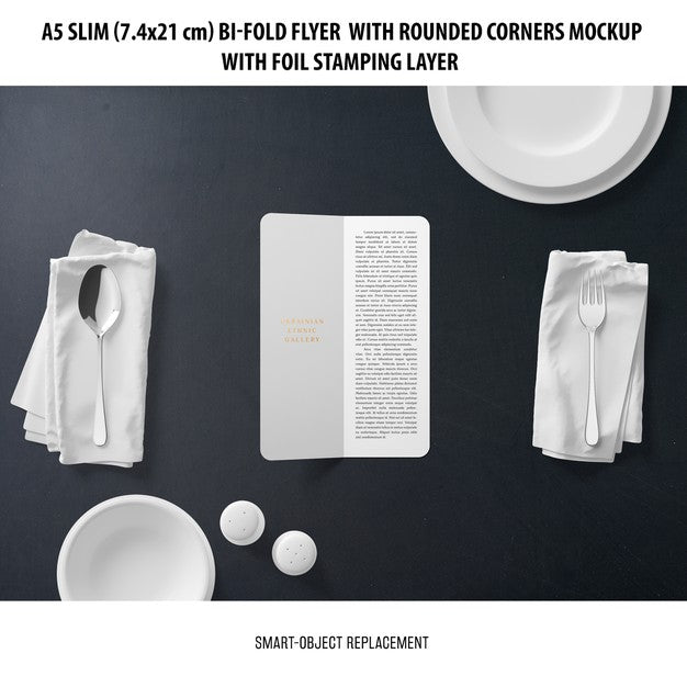 A5 Slim Bi-Fold Flyer Mockup Psd