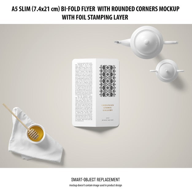 A5 Slim Bi-Fold Flyer Mockup Psd