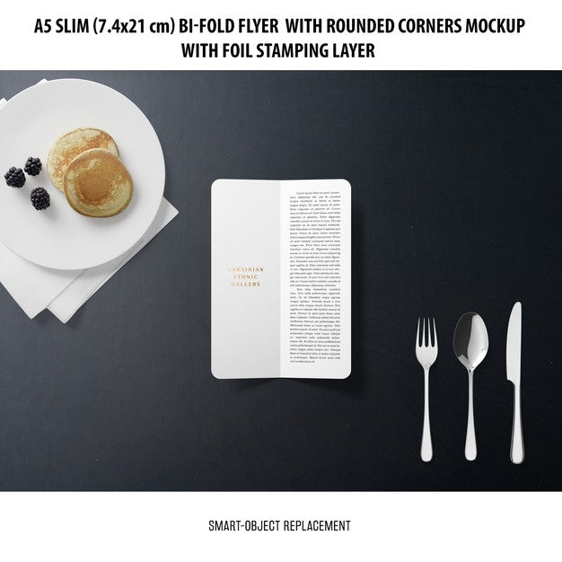 A5 Slim Bi-Fold Flyer Mockup Psd