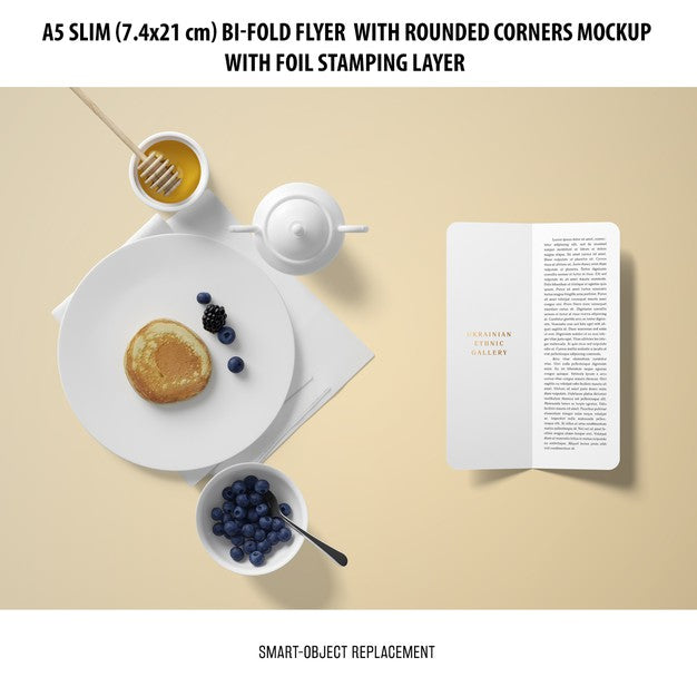 A5 Slim Bi-Fold Flyer Mockup Psd