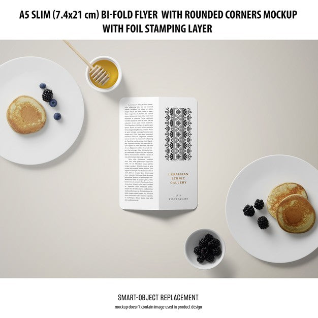 A5 Slim Bi-Fold Flyer Mockup Psd