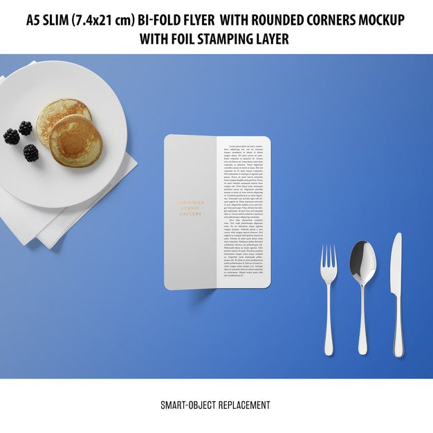 A5 Slim Bi-Fold Flyer Mockup Psd
