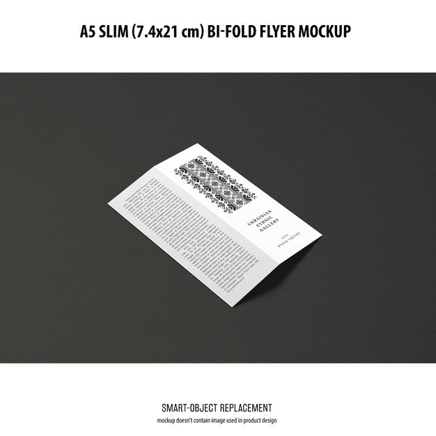 A5 Slim Bi-Fold Flyer Mockup Psd