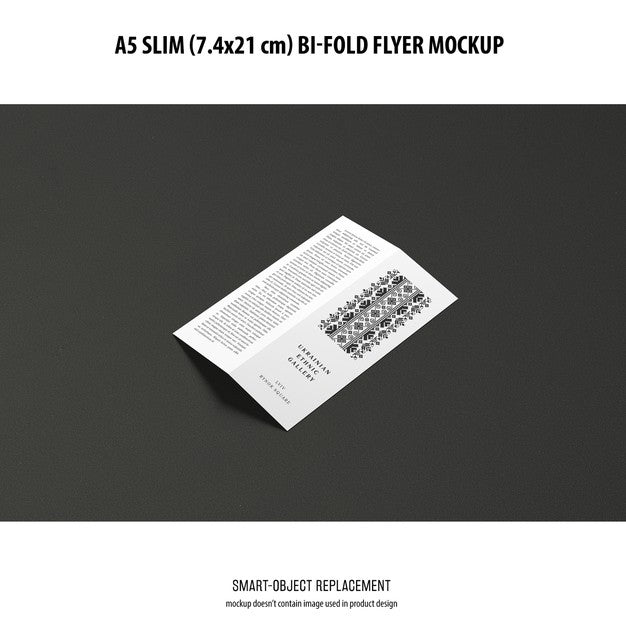 A5 Slim Bi-Fold Flyer Mockup Psd