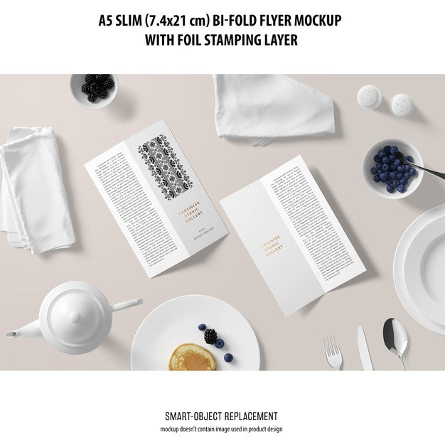 A5 Slim Bi-Fold Flyer Mockup Psd