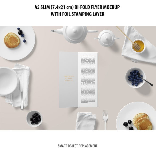 A5 Slim Bi-Fold Flyer Mockup Psd