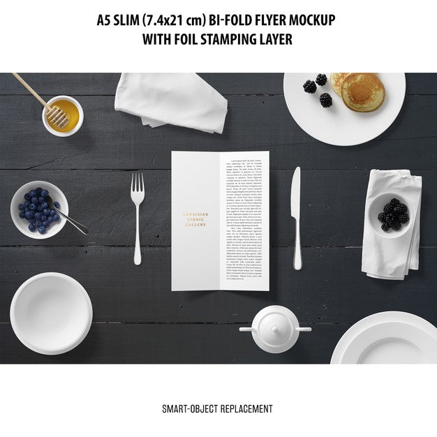 A5 Slim Bi-Fold Flyer Mockup Psd
