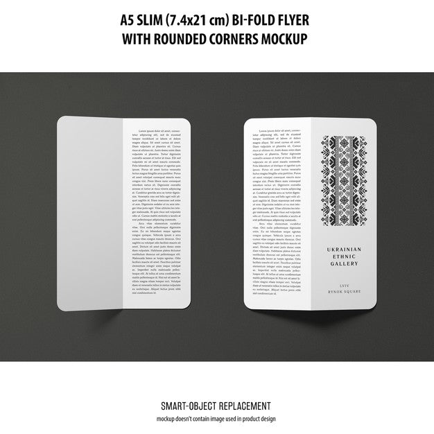 A5 Slim Bi-Fold Flyer Mockup Psd