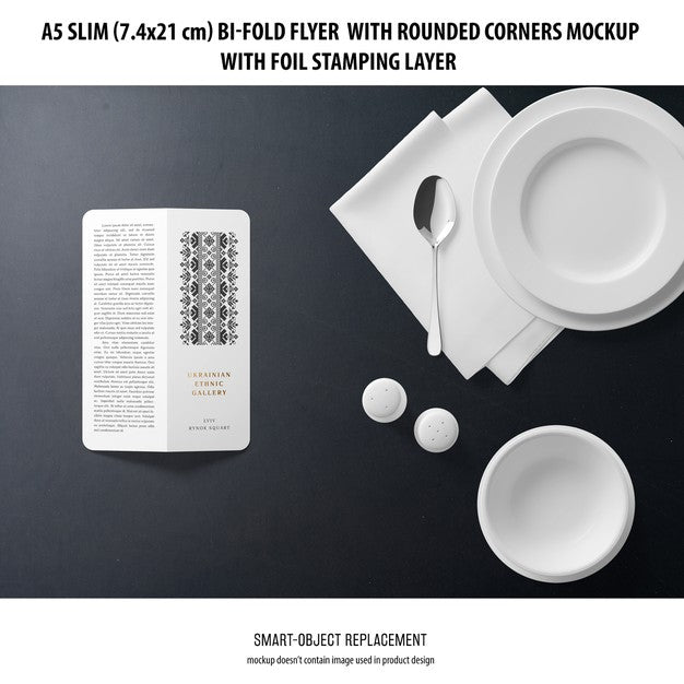 A5 Slim Bi-Fold Flyer Mockup Psd