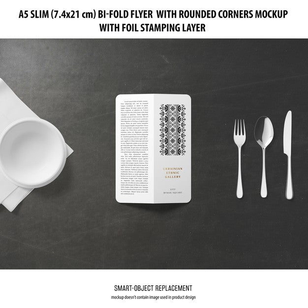 A5 Slim Bi-Fold Flyer Mockup Psd