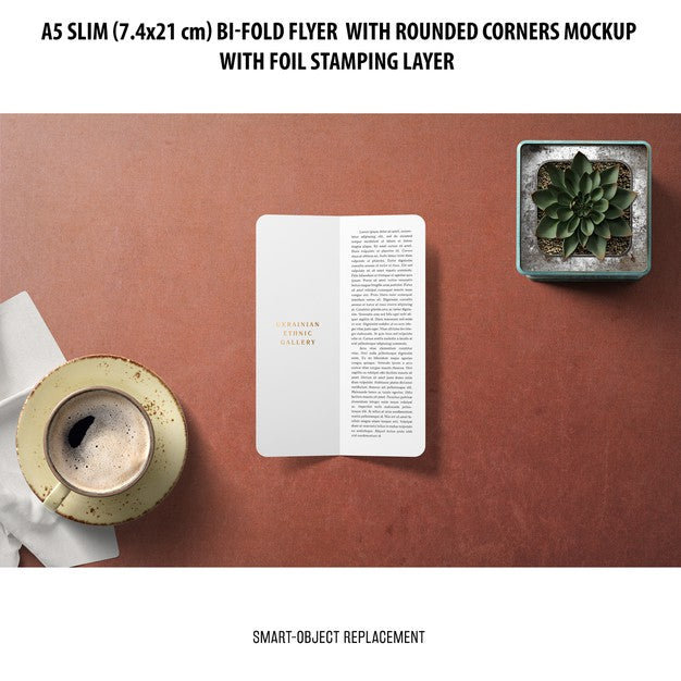 A5 Slim Bi-Fold Flyer Mockup Psd