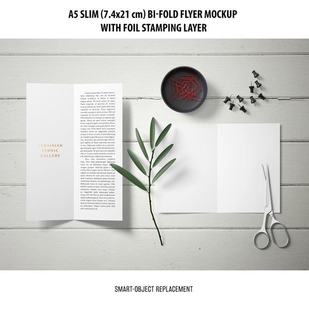 A5 Slim Bi-Fold Flyer Mockup Psd
