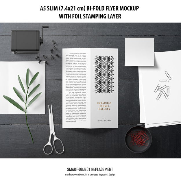 A5 Slim Bi-Fold Flyer Mockup Psd