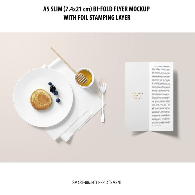 A5 Slim Bi-Fold Flyer Mockup Psd