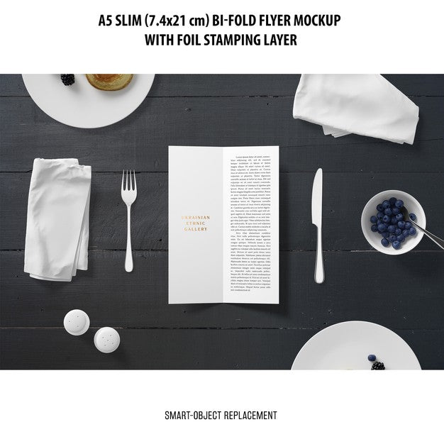 A5 Slim Bi-Fold Flyer Mockup Psd