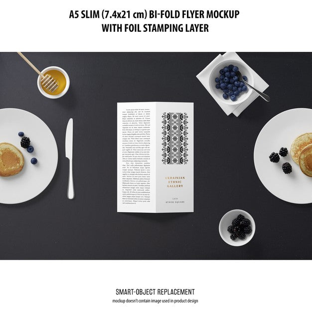 A5 Slim Bi-Fold Flyer Mockup Psd