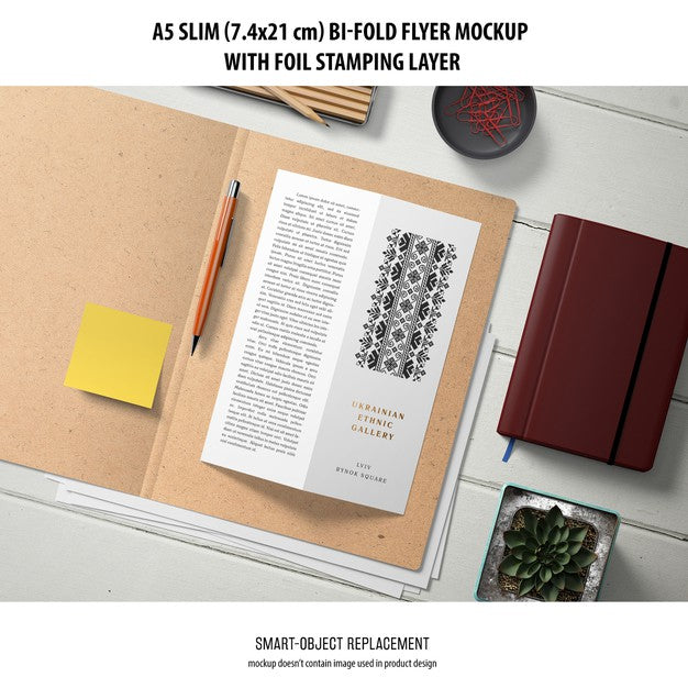 A5 Slim Bi-Fold Flyer Mockup Psd