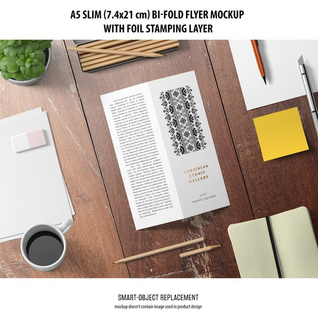 A5 Slim Bi-Fold Flyer Mockup Psd
