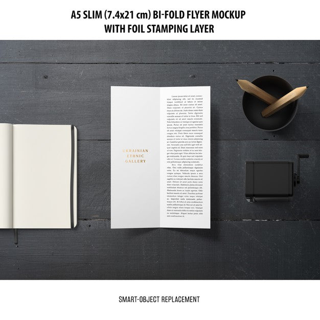 A5 Slim Bi-Fold Flyer Mockup Psd